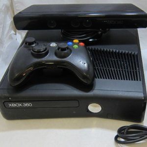 Xbox 360 Console with 2 Controllers, Games, Kinnect, and Cables